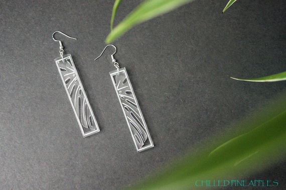 Monstera Leaf. Leaves, Plant - Clear, Lightweight Acrylic Earrings