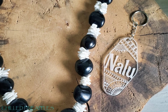 Polynesian Tribal Personalized Vintage Hotel Style Keychain - Acrylic Name Tag Key Chain