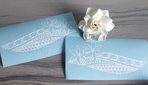 Polynesian Tribal Decal Tiare Flower Tahitian Gardenia Vinyl Bumper Sticker Wall Laptop Auto Decal Window Cling Sign Making