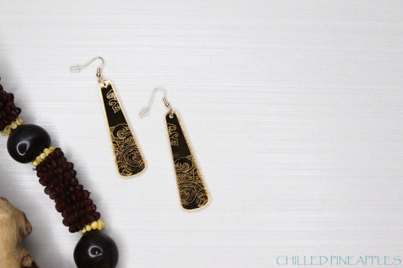 Japanese Style Waves (G) - Gold Mirror Acrylic Earrings