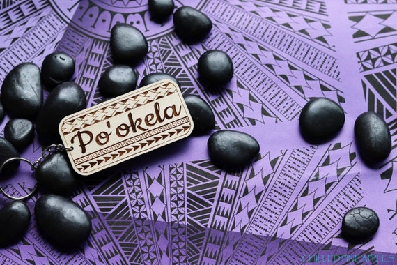 Polynesian Tribal Bands - Personalized Rectangle Keychain - Wooden Name Tag Key Chain