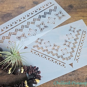 Pochoir polynésien réutilisable motif Pua DIY gâteaux peinture tribale faux tatouages cartes papier d'emballage décoration Tapa Design mariage anniversaire