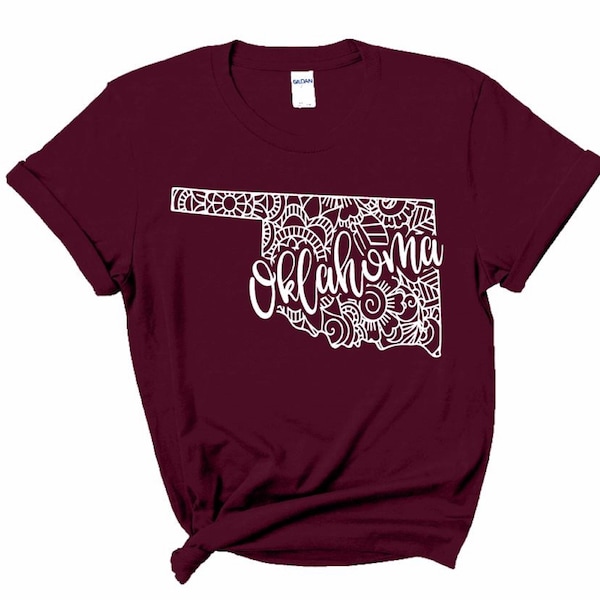 Oklahoma Mandala Women's T-Shirt, Oklahoma State Shirt, Oklahoma Map, Home State Shirt, State Shirt, Women's Gift, Oklahoma Home Tee