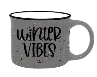 Winter Vibes Ceramic Campfire Mug, Winter Mug, Camping Mug, Hot Chocolate Mug, Fall Coffee Mug, Camp Mug, Holiday Mug, Cozy Mug