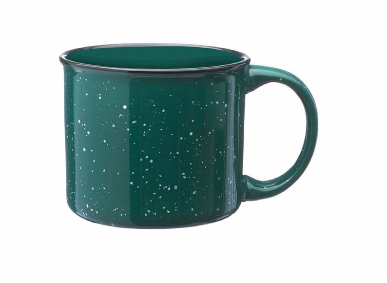 Custom Campfire Mug, Personalized Coffee Mug, Customized Mug, Design Your Own Mug, 15 Ounce Mug, Several Colors Green