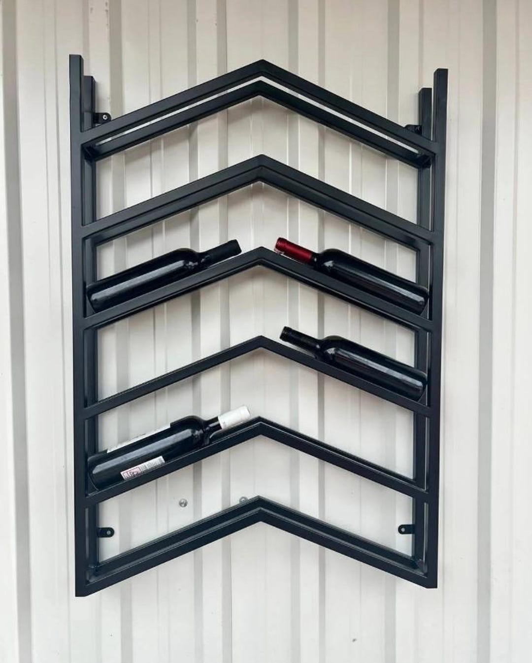Elegant Wall Wine Rack – Industrial Style Black Metal Wine Holder for 6 ...