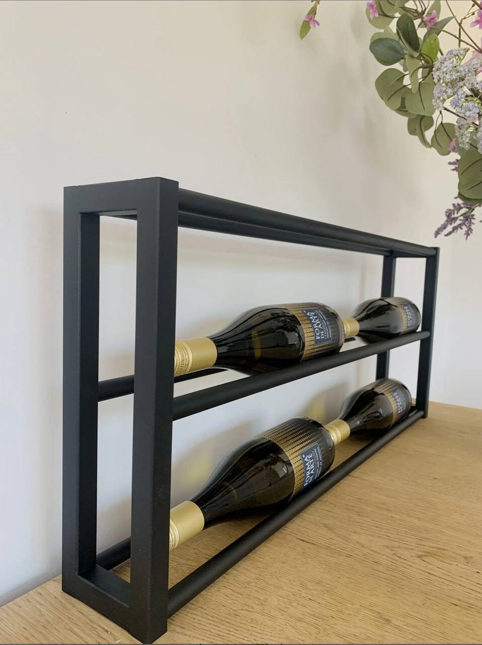 Handmade Black Metal Wall Wine Rack: Modern 6-bottle Holder - Etsy