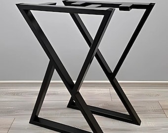 Heavy Duty Steel X Frame Table Legs, Modern Dining Coffee Base (Set of 2)