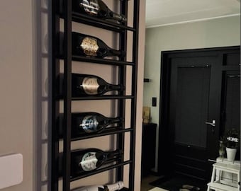 Modern Metal Wall Wine Rack - 6 Bottle Capacity