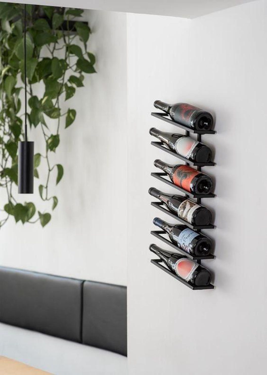 Modern Black Metal Wall Wine Rack - Holds 6 Bottles - Etsy