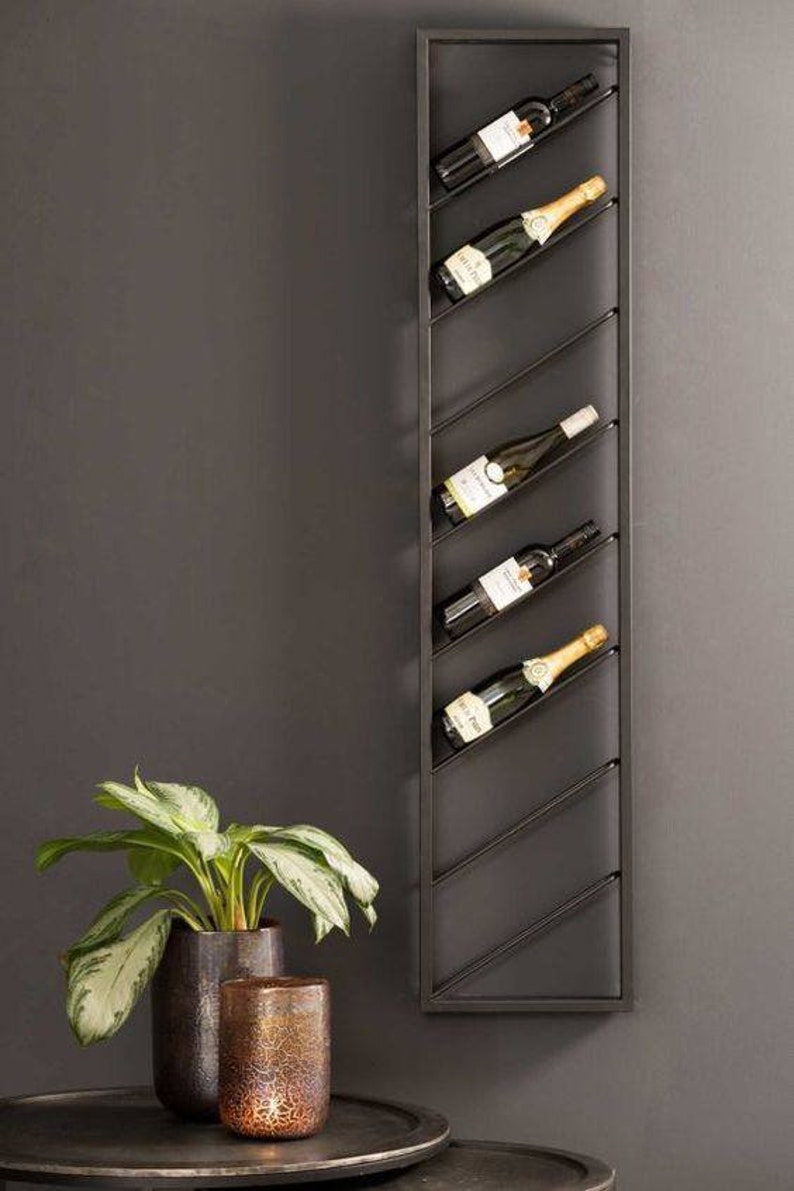 Wall mounted wine rack , wine holder, metal wine rack, wall mount wine rack, Housewarming Gift, Wall Decor zdjęcie 1