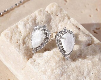 Grand Teardrop Silver Oval Mother's Keepsake Milk Earrings - DIY kit