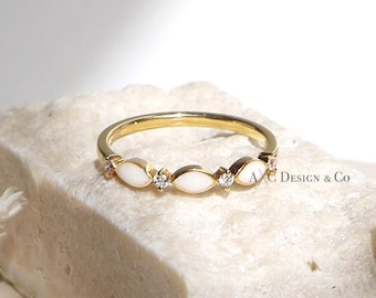 Minimalist Solid 18K Gold Marquise Mother's Keepsake Milk or cremation Band - DIY KIT