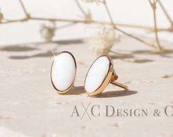 18K Gold Vermeil Minimalist Oval Mother's Keepsake Milk Earrings - DIY Kit
