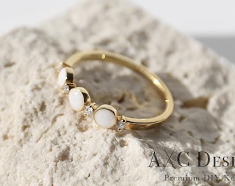 Minimalist 3 Pearl Band 18K Gold Vermeil Mother's Keepsake Milk Ring - DIY KIT