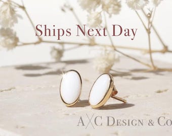 18K Gold Vermeil Minimalist Oval Breastmilk Cremation Earrings - DIY Kit