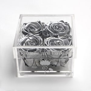 Sliver Preserved Roses Gift  Eternal Rose Forever Rose infinity rose box Anniversary gift Mothers days gift Home Decor Birthdays Gift