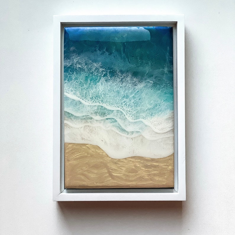 Framed Ocean Painting Wave Wall Art Elegant Beach Decor Etsy