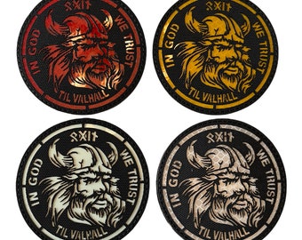 Viking Raven Banner Odin God of War glow dark GITD brodé insigne hook patch 