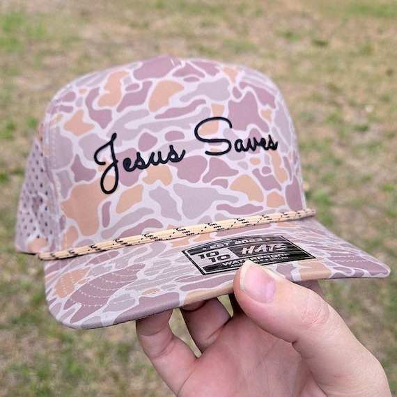 Jesus Saves Hat | Laser Perforated Performance Hat | Christian Hat | Faith-Based | Gift for Him Her