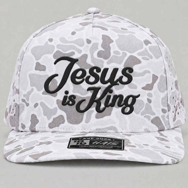 Gorra Jesús Salva / Gorra de alto rendimiento perforada con láser / Gorra cristiana / Basada en la fe / Regalo para él/ella Jesus is King