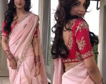 baby pink party wear saree