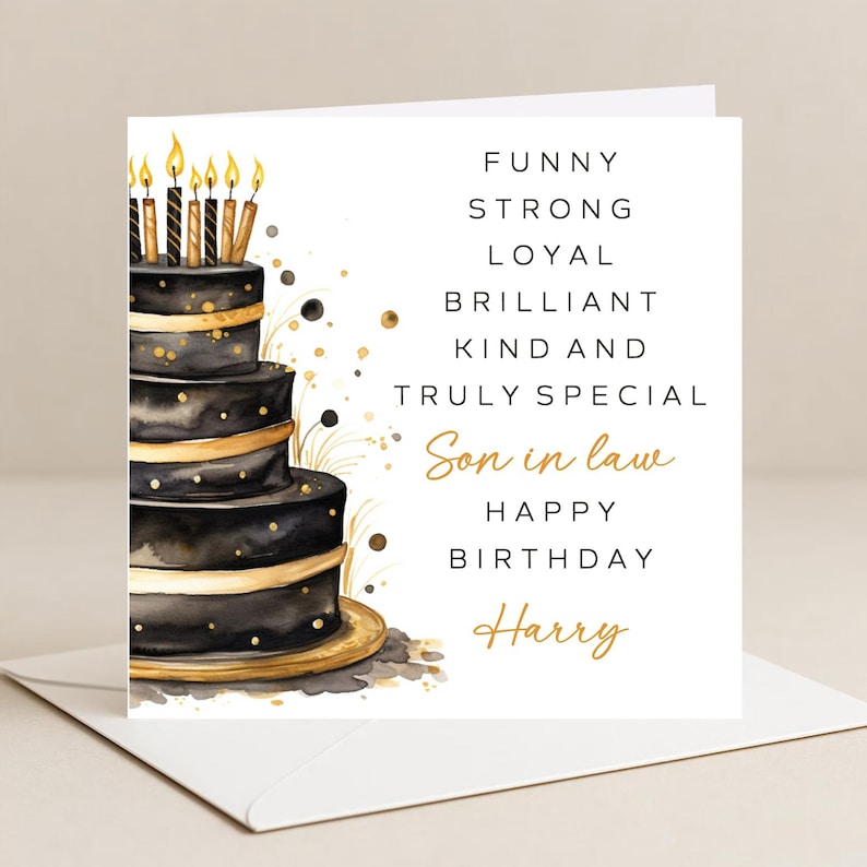 SON IN LAW Birthday Card, Birthday Card for Son-in-law, Son in Law ...