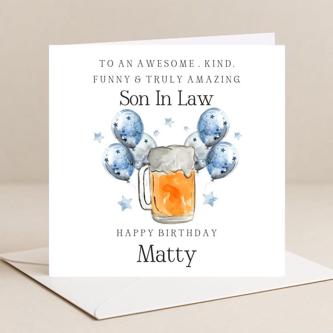 SON IN LAW Birthday Card, Birthday Card for Son-in-law, Son in Law ...