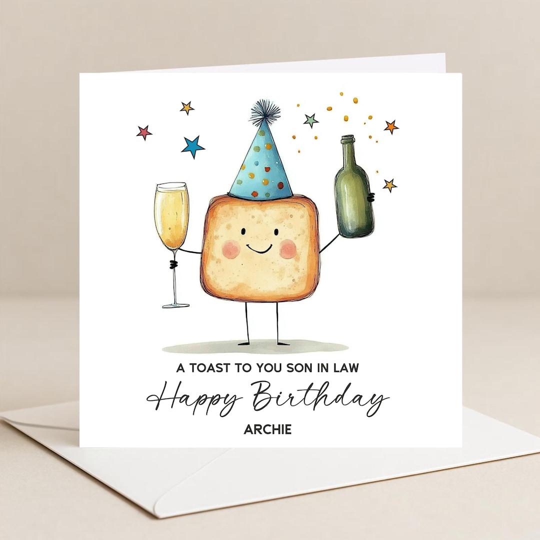 SON IN LAW Birthday Card, Birthday Toast, Birthday Card for Son-in-law ...