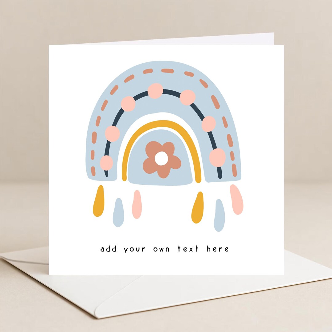 Custom Caption Card Personalised Card, Custom Card, Own Words Any Text Card, Birthday Card ...