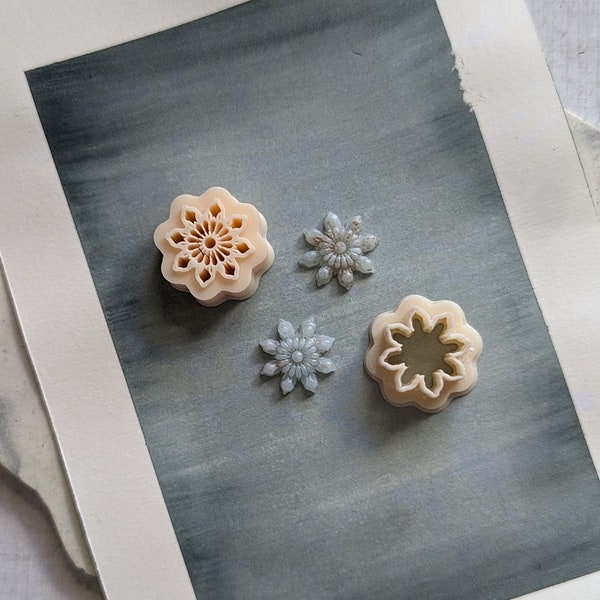 Snowflake stamp cutters - polymer clay cutters - Christmas Studs