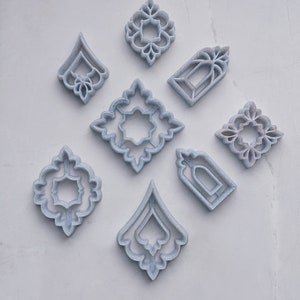 Polymer clay jewellery cutters - ornate embossed duo shapes - plain or stamped