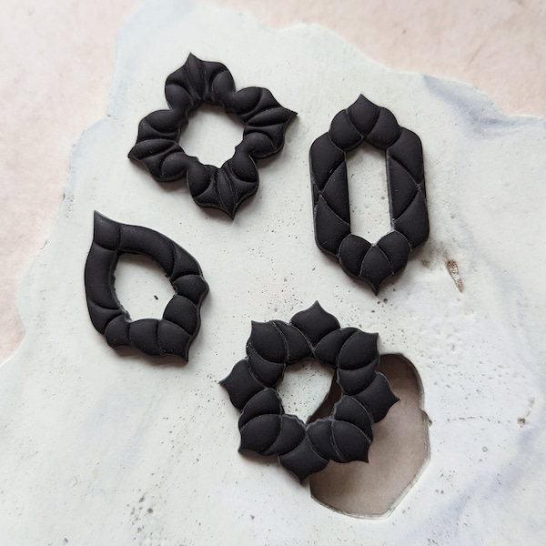 Polymer clay jewellery cutters - Ornate part II embossed duo shapes - plain or stamped