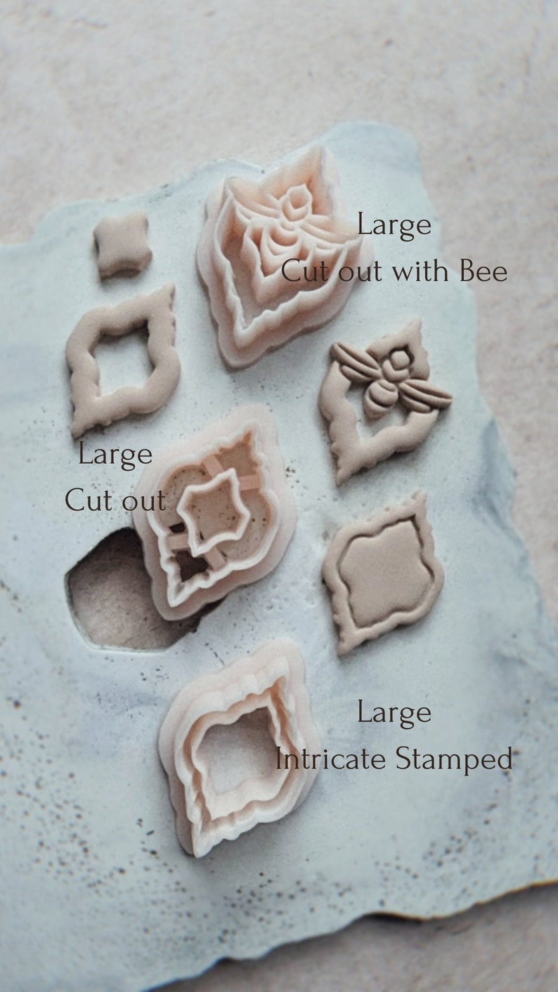 Bee Mine Collection Bee Frames polymer clay jewellery cutters embossed and cut out bee cutter frames image 9