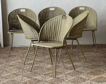 Salternini Wicker and Iron Chairs by Maurizio Tempestini Set of Six