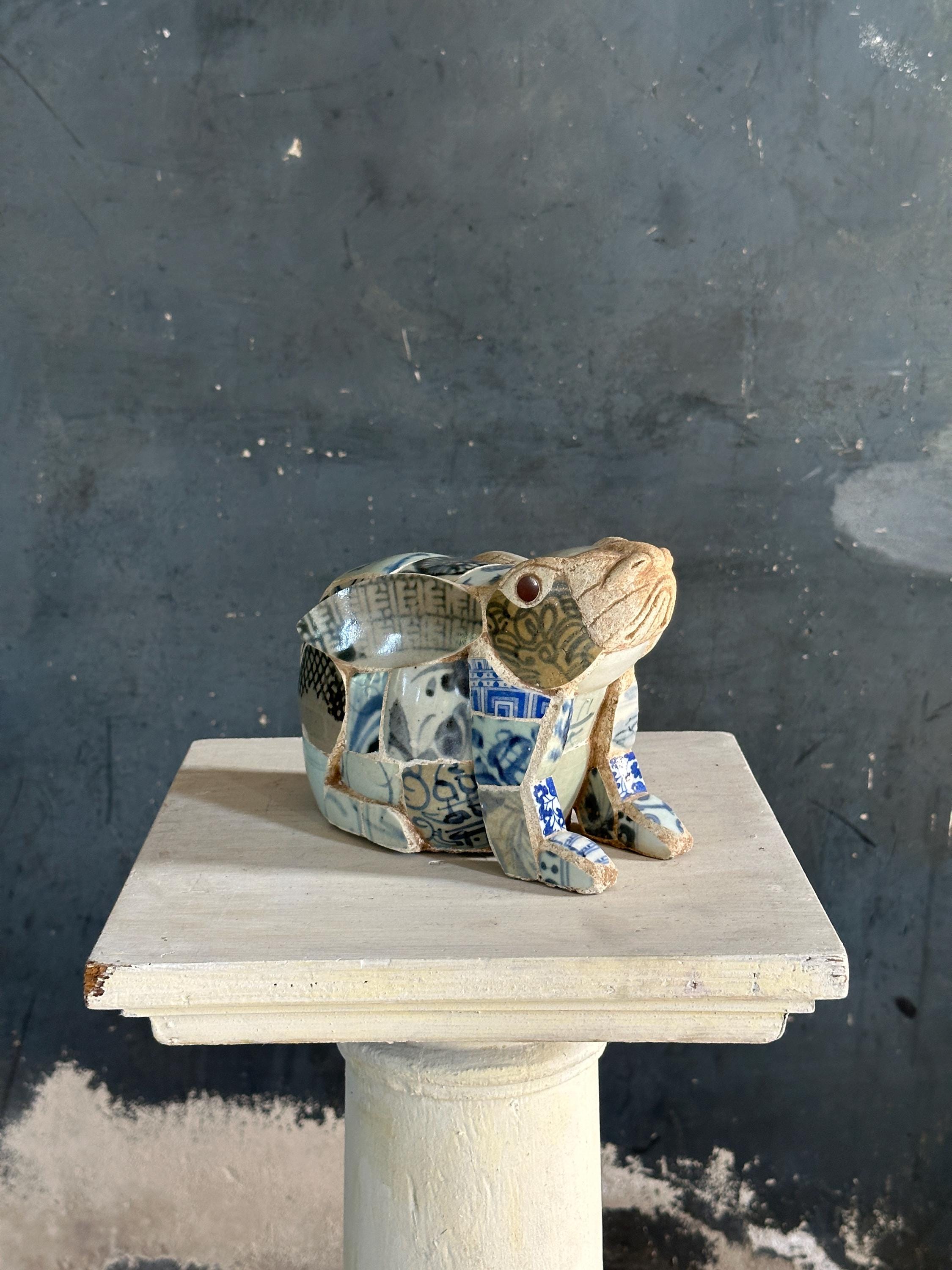 Porcelain Chinese Pattern Rabbit Rabbit Statue Made From Chinese Porcelain Shards - Etsy