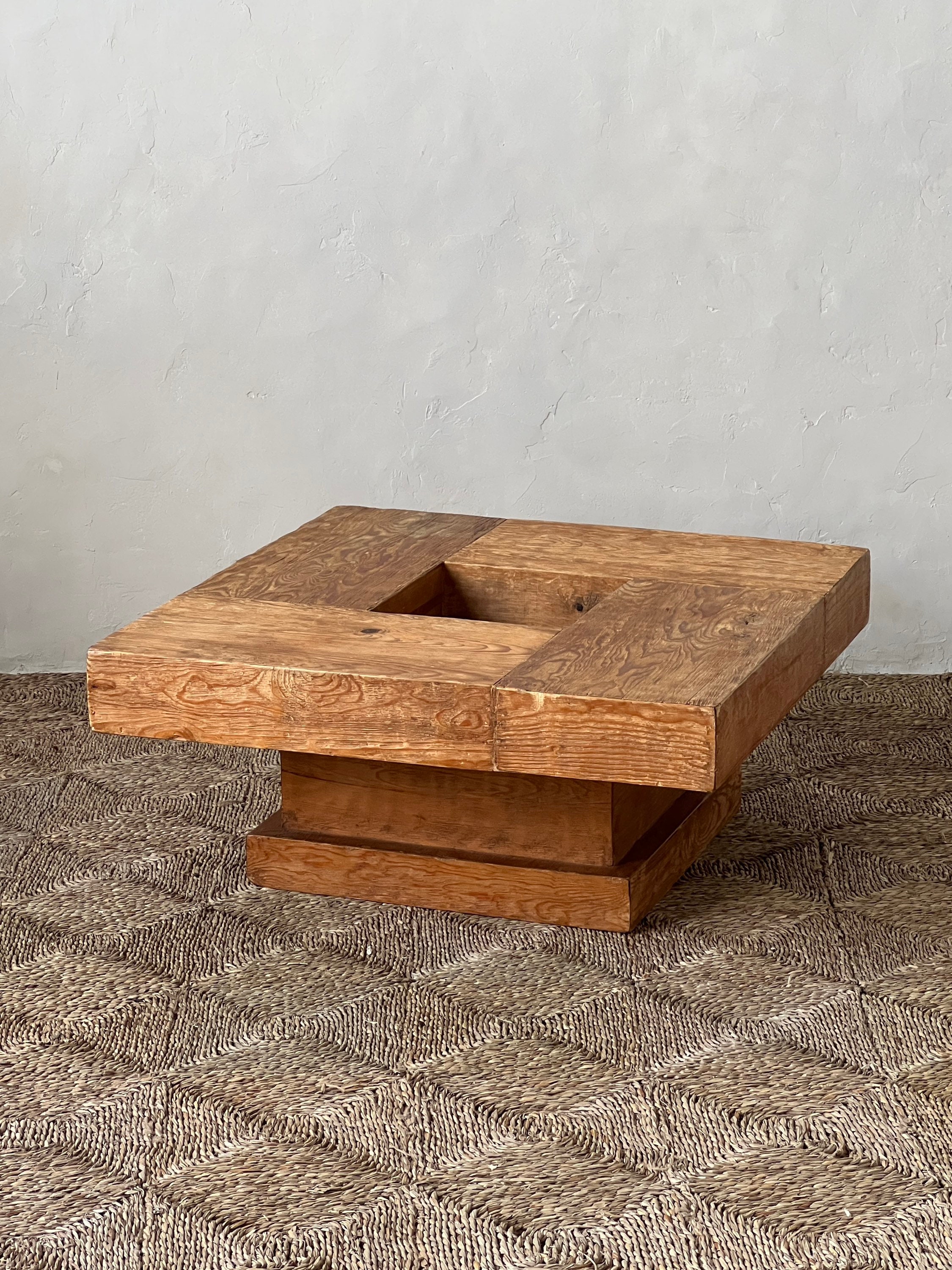 Vintage Natural Wood Coffee Table Etsy