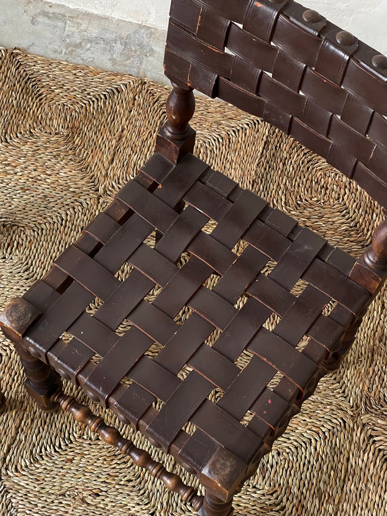 Pair of Vintage Spanish Leather Strap Chairs Etsy