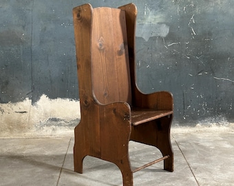 Primitive American Tall Back Wooden Chair