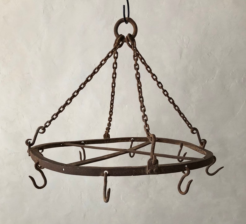 Wrought Iron Hanging Pot Rack Etsy