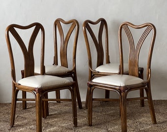 Mid Century Vivai Del Sud Rattan Dining Chairs