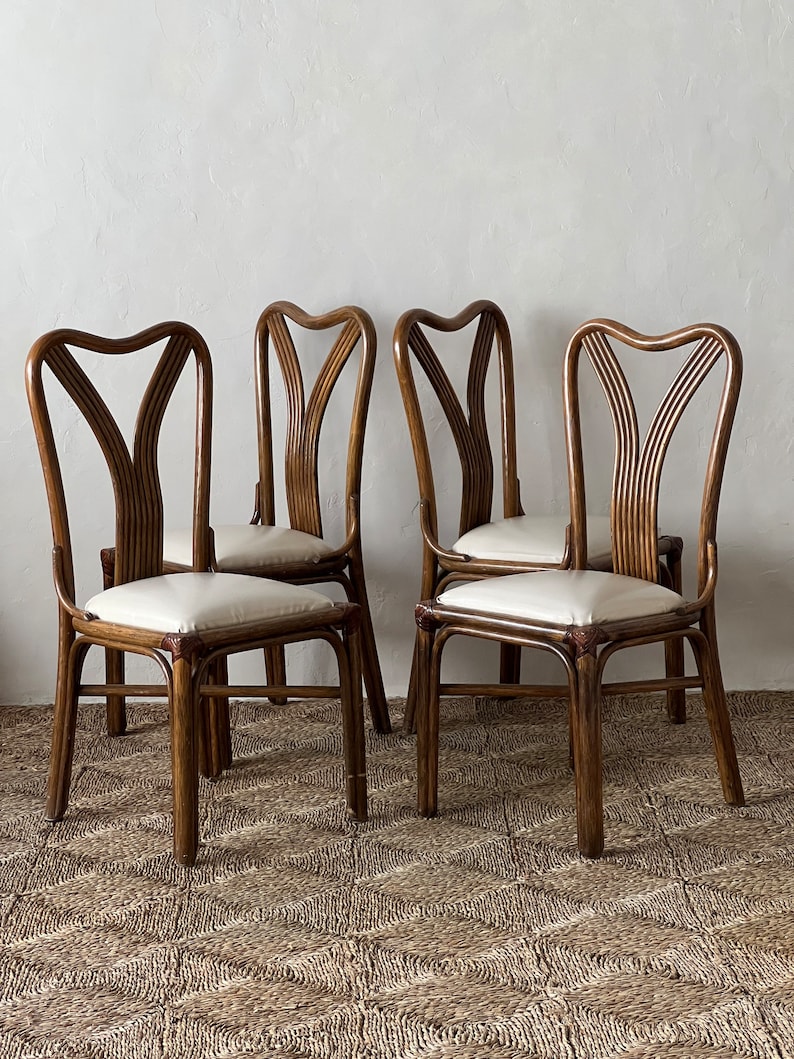Mid Century Vivai Del Sud Rattan Dining Chairs image 1