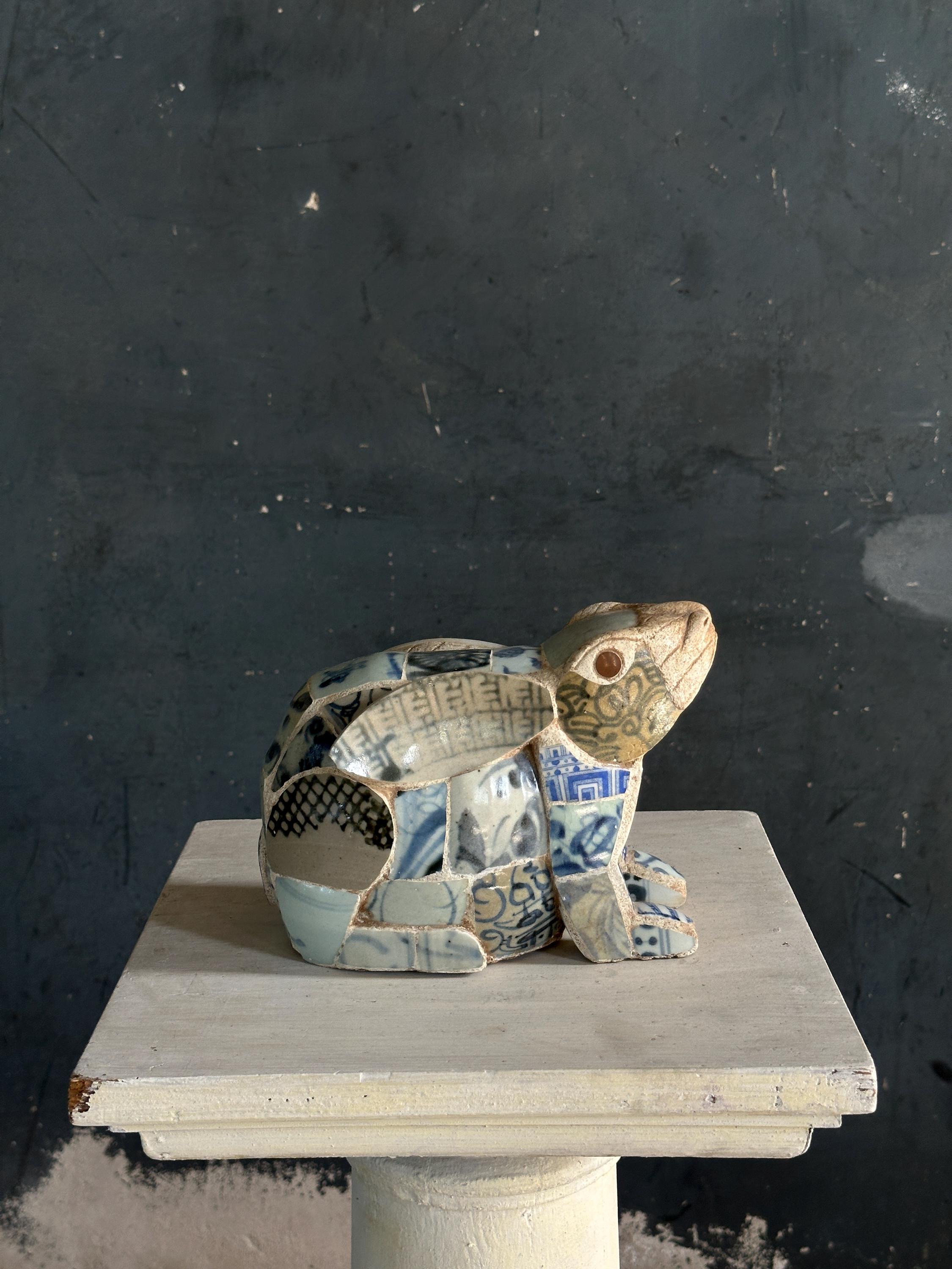 Porcelain Chinese Pattern Rabbit Rabbit Statue Made From Chinese Porcelain Shards - Etsy