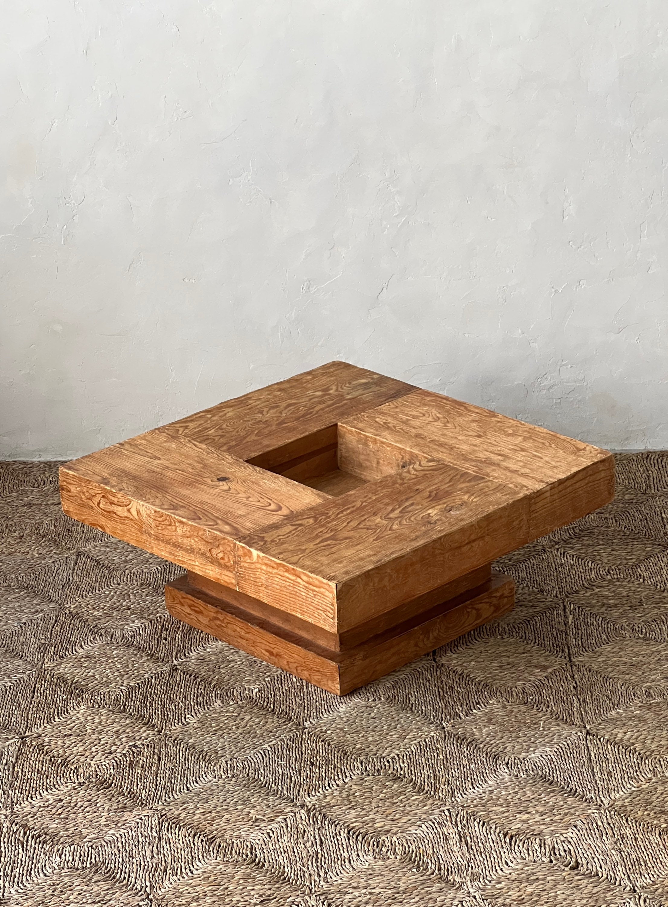 Vintage Natural Wood Coffee Table Etsy