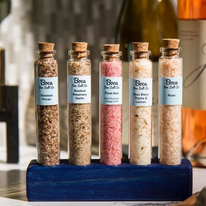 Smoke & Wine Infused Sea Salt 5pc Variety Pack (Wooden Holder Optional)