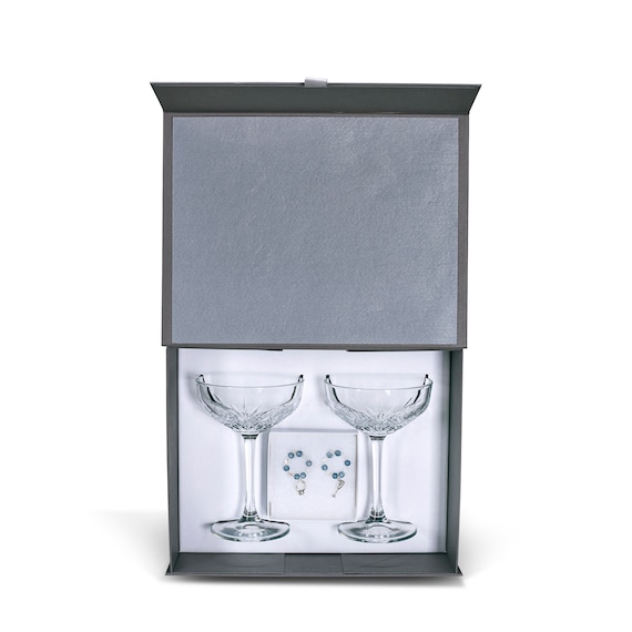 Engagement Gift Box Champagne Glasses With Glass Charms Gift Etsy