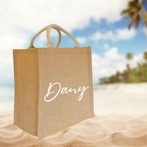 Personalized Tote Bag For Bridesmaid, Beach Jute Gift, Bridesmaid Gift Bags, Personalized Burlap Tote, Bachelorette Party Favor
