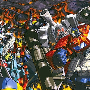 Nuevo póster de Transformers G1 Generation One OPTIMUS PRIME vs MEGATRON (24&quot; x 36&quot;) de Dreamwave Comics. ¡Agotado y súper raro!