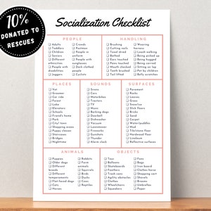 PRINTABLE Puppy Socialization Checklist, Dog Socialization, Puppy Training Checklist, Pet ...