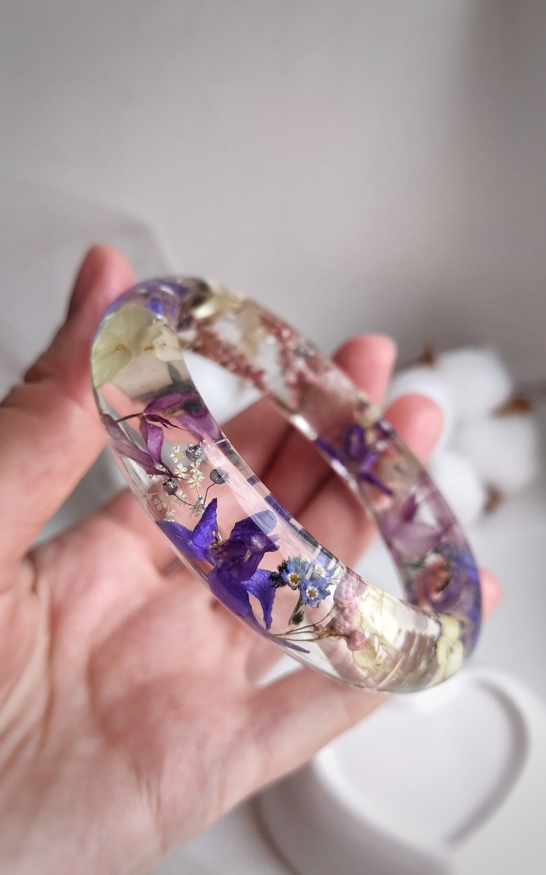 Flower resin bracelet Resin floral bracelet Dried flowers Etsy